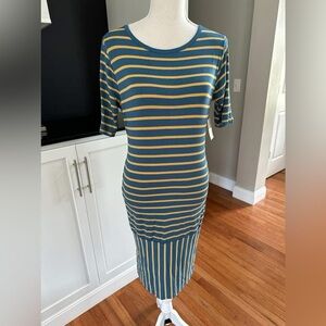New With TAGS LulaRoe Julia Striped Blue and Yellow Dress